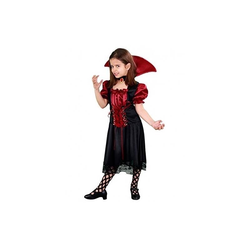 Déguisement de vampire pour fille de 7-9 ans avec robe de vampire et col assorti