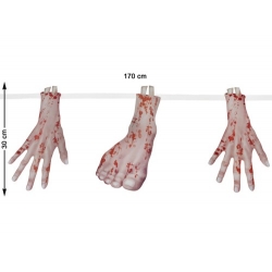 Guirlande avec pieds et mains ensanglantés 