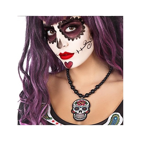 Pendentif Day of the dead avec collier - Halloween mexicain