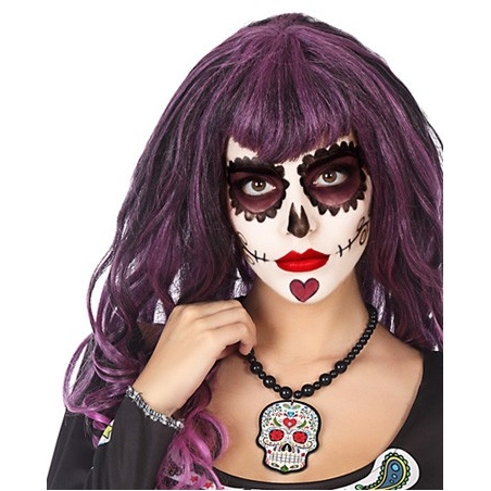 Collier halloween mexicain jour des morts avec pendentif Collier halloween mexicain jour des morts avec pendentif