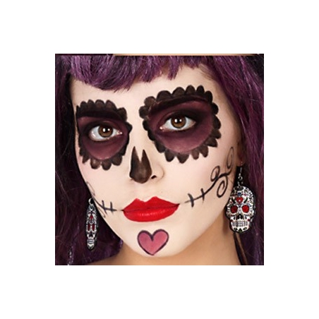 Bijoux halloween mexicain, boucles d’oreilles tête de mort