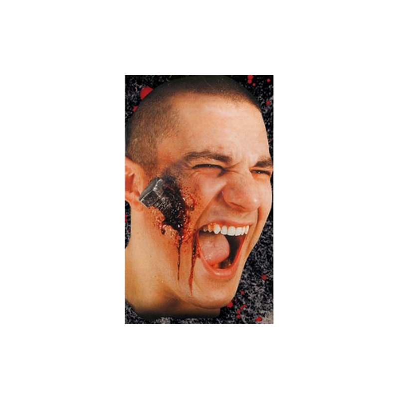 Prothèse écrou planté dans le visage - maquillage halloween