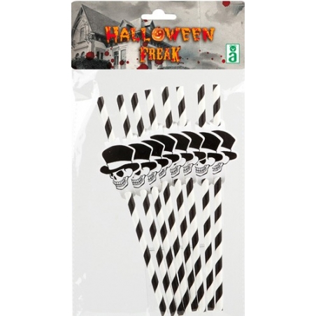 Pailles squelette vaudou, lot de 8 - décoration halloween Pailles squelette vaudou, lot de 8 - décoration halloween
