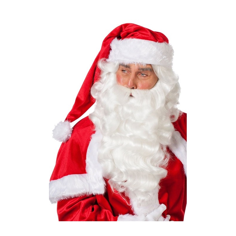 Perruque Et Barbe Père Noël Blanche Bouclée - Costume Magicien Santa Claus Wig Me Up