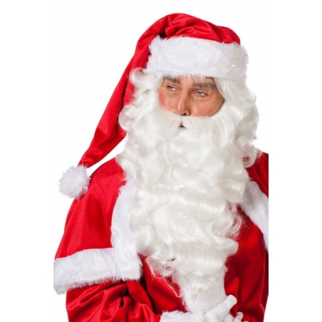 Père Noël barbe et perruque de luxe, réaliste et de très bonne qualité
