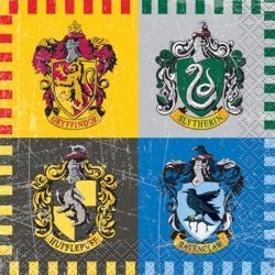 serviettes Harry Potter, lot de 16 petites serviettes de 24 x 24 cm - décoration de table