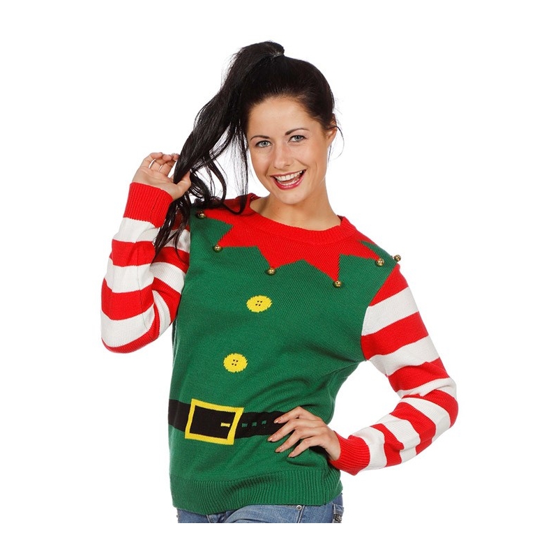 Déguisement de lutin pour hommes et femme, pull de noël lutin