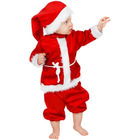 deguisement de père noël pour bébé de 1 an à 3 ans avec pantalon, manteau, ceinture et bonnet