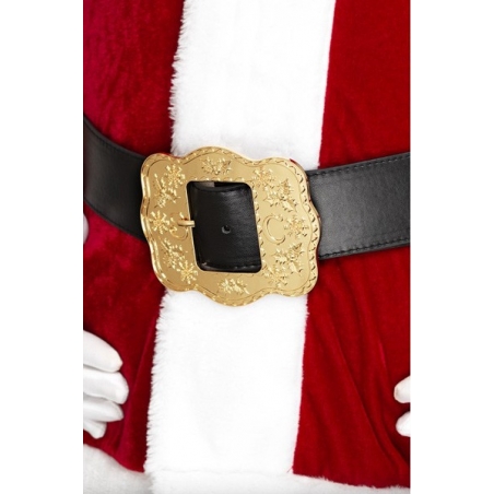 Ceinture de Père Noël, ceinture noire avec une grosse boucle dorée