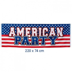 Bannière USA, drapeau américain "American Party" 220 x 74 cm - Décoration thème États-Unis
