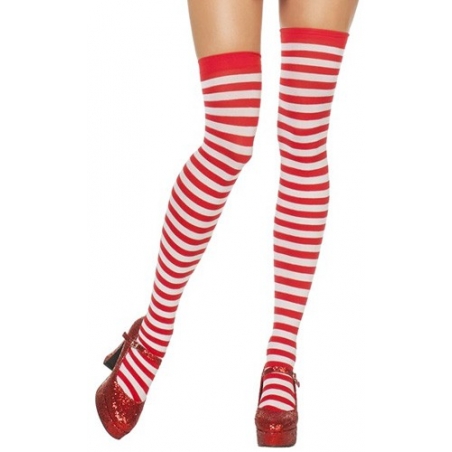 Bas à rayures de couleur rouge et blanc - taille unique Bas à rayures de couleur rouge et blanc - taille unique