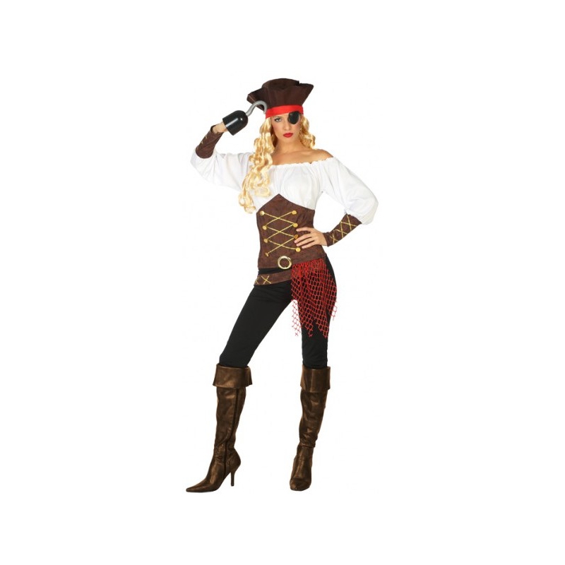 déguisement de pirate pour femme, combinaison avec haut et chapeau 