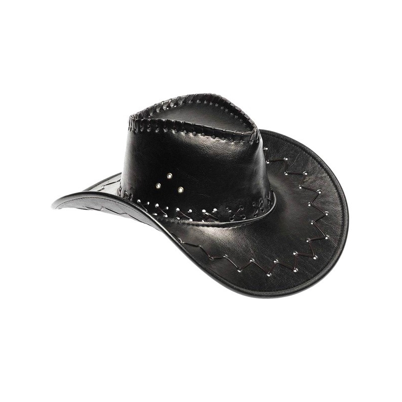 Chapeau de cowboy noir effet cuir