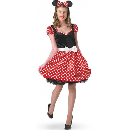 déguisement Minnie pour femme, costume officiel Disney avec robe et serre-tête
