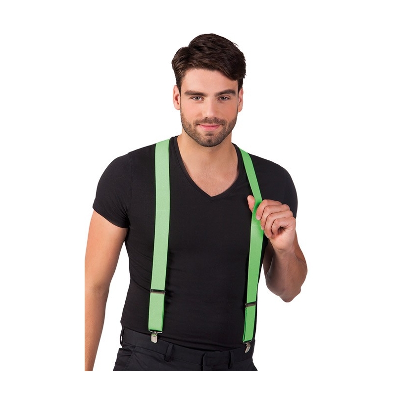 Paire de bretelles vert fluo, idéale pour une soirée années 80 ou à l'occasion de la saint Patrick