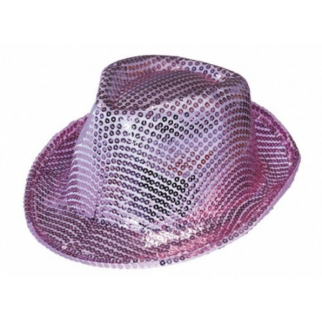 Chapeau borsalino rose à sequins