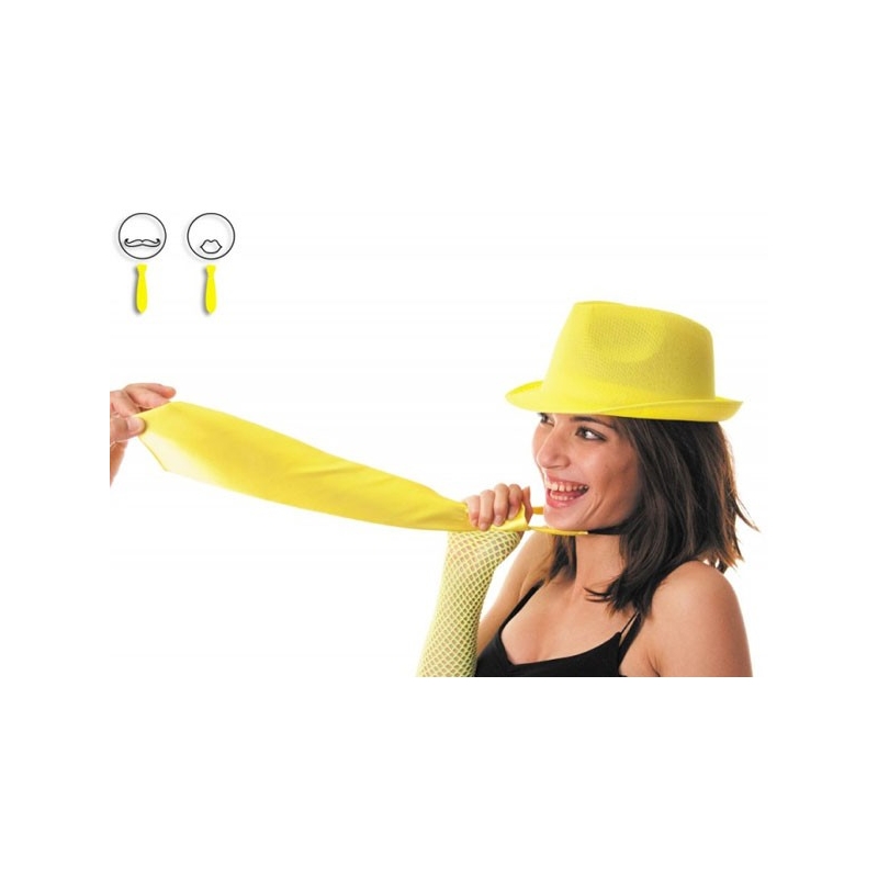 Cravate jaune fluo réglable, un accessoire idéal pour une soirée chic et choc ou années 80