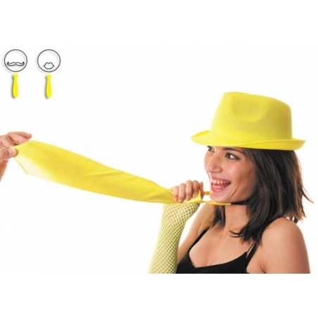 Cravate jaune fluo réglable, un accessoire idéal pour une soirée chic et choc ou années 80