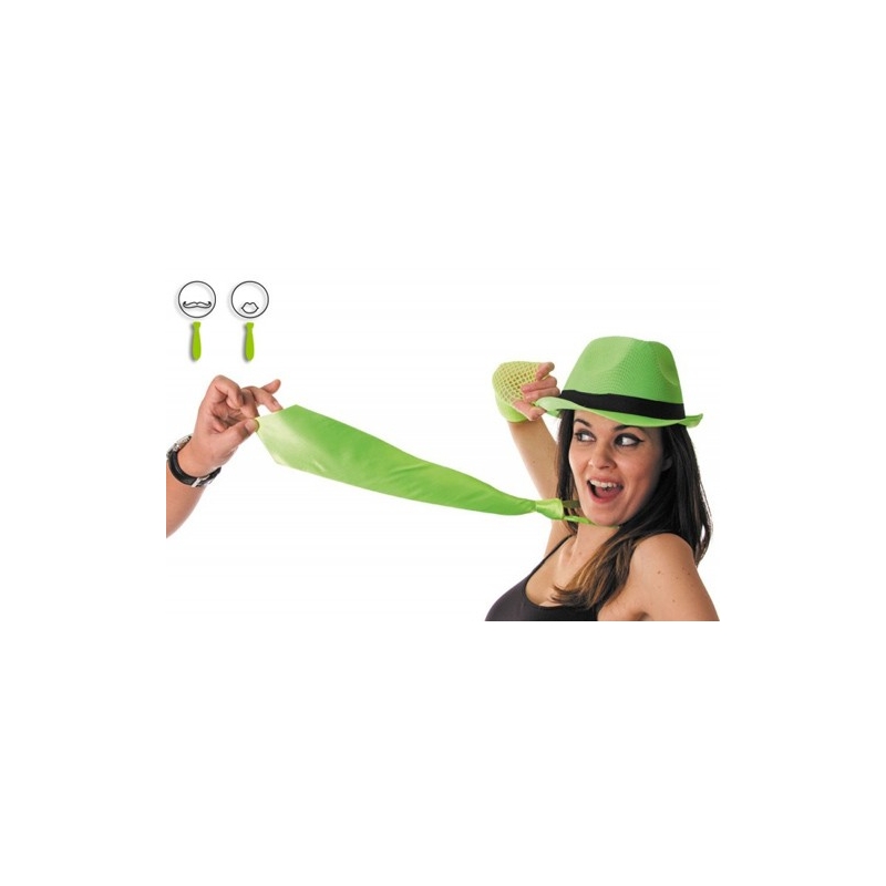 Cravate vert fluo, idéale pour une soirée années 80 ou à l'occasion de la saint Patrick