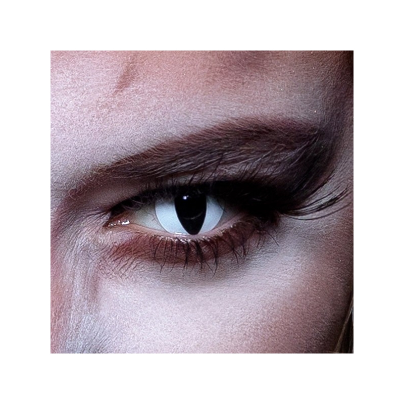 Lentilles fantaisies blanche œil de chat La magie du déguisement Halloween