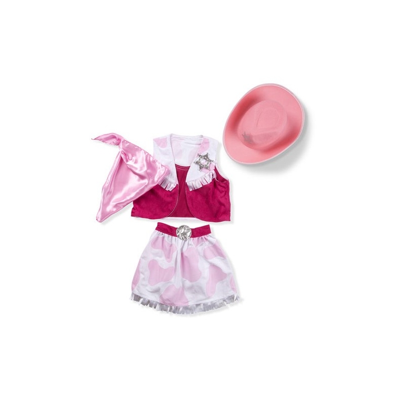 Panoplie déguisement cowgirl rose motif peau de vache - Western & Far West