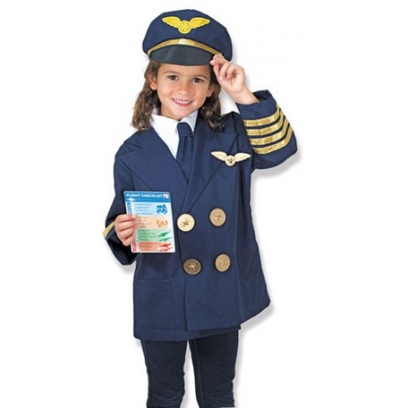 Déguisement de pilote pour fille avec casquette et levier de commande (3 à 6 ans)