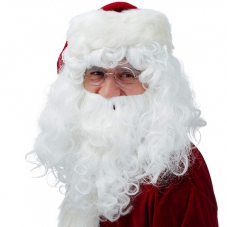 barbe de Père Noël avec perruque : couleur blanc