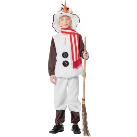 déguisement de bonhomme de neige pour enfant fille ou garçon avec pantalon, haut, écharpe et chapeau