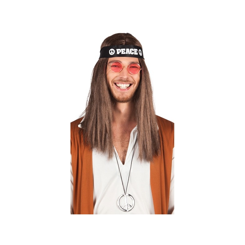 Set d'accessoires années 70, collier, lunettes et bandeau