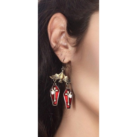 boucles d'oreilles chauve-souris avec cercueils, accessoirisez tous vos déguisements de vampire 