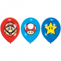 Ballons Mario en latex, 6 ballons d'environ 28 cm pour agrémenter votre décoration d'anniversaire