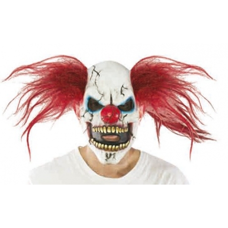 Masque de clown diabolique avec cheveux rouges - masque halloween