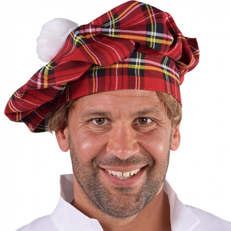 Béret écossais pour homme et femme avec pompon blanc - GA002A