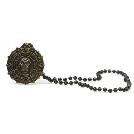 Collier de pirate, médaillon de couleur doré avec tête de mort