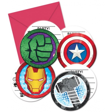 6 invitations Marvel Avengers