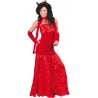 Déguisement de diablesse pour femme, longue robe rouge et paire de gants assortis