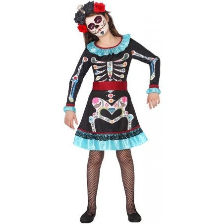 Déguisement de mexicaine halloween pour fille de 3 à 12 ans - Day of the dead