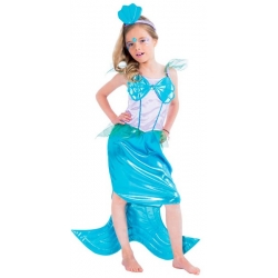 Déguisement de petite sirène pour fille de 3 à 10 ans avec robe et coiffe