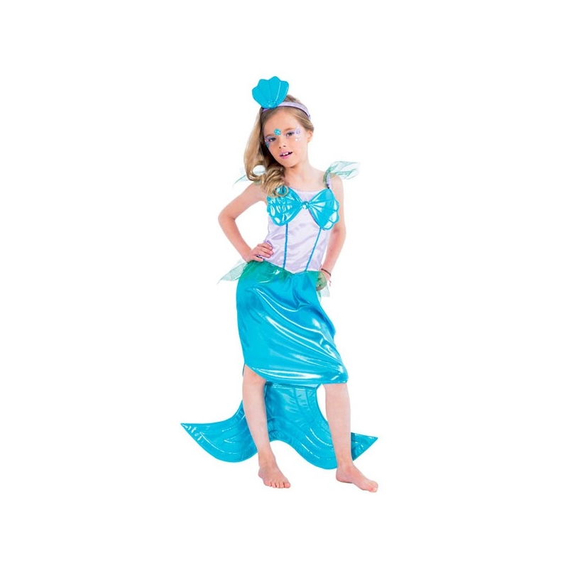 Déguisement de petite sirène pour fille de 3 à 10 ans avec robe et coiffe