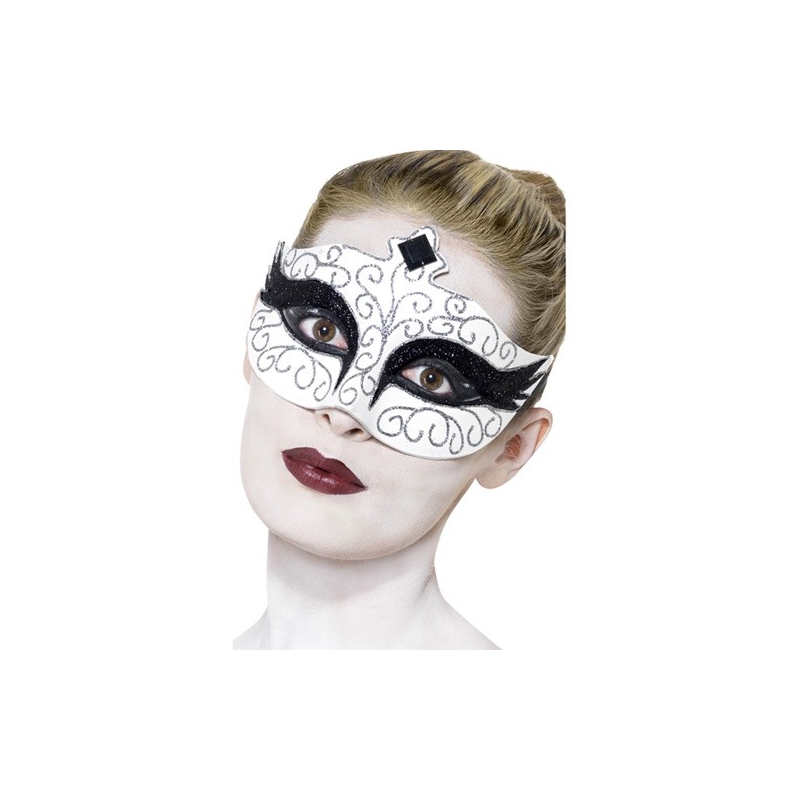 Loup blanc et noir avec paillettes, incarnez la célèbre Black Swan
