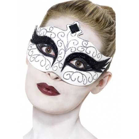 Loup blanc et noir avec paillettes, incarnez la célèbre Black Swan