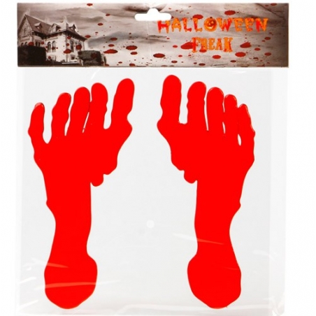 Traces de pieds en sang en matière gélatineuse - Décoration pour halloween