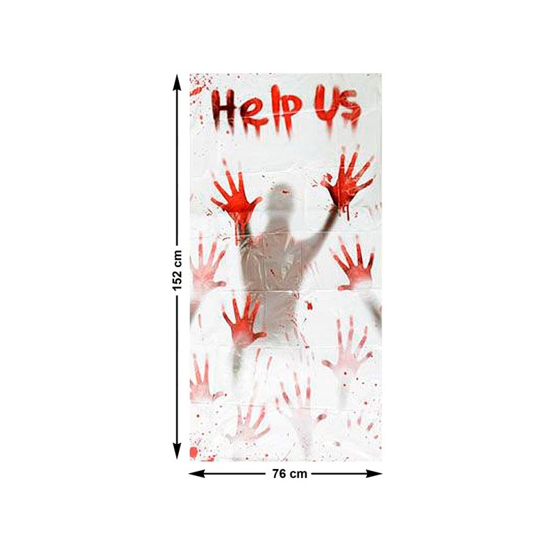 Rideau ensanglanté halloween "Help Us"