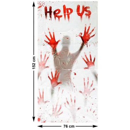 Rideau ensanglanté halloween "Help Us"