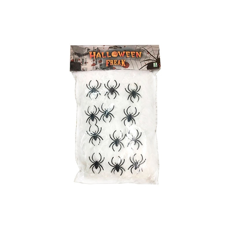 Toile d’araignées 200 gr avec araignées - décoration pour halloween