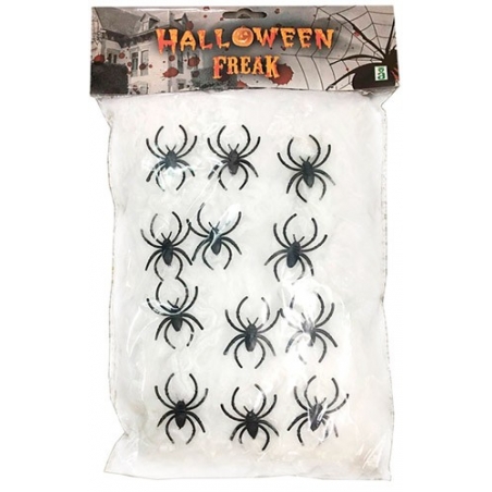 Toile d’araignées 200 gr avec araignées - décoration pour halloween