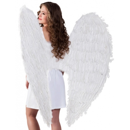Ailes blanches géantes d'environ 120 x 120 cm idéales pour accessoiriser un costume d'ange