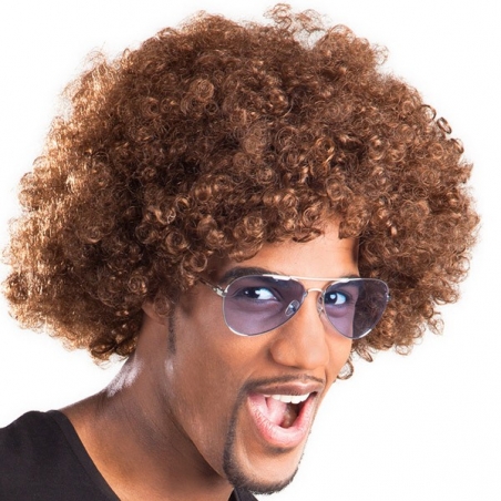 Perruque afro châtain 