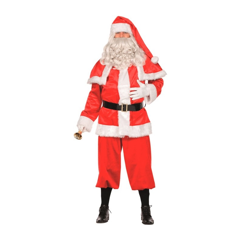 Costume de Père Noël velours avec cape, déguisement disponible en grandes tailles