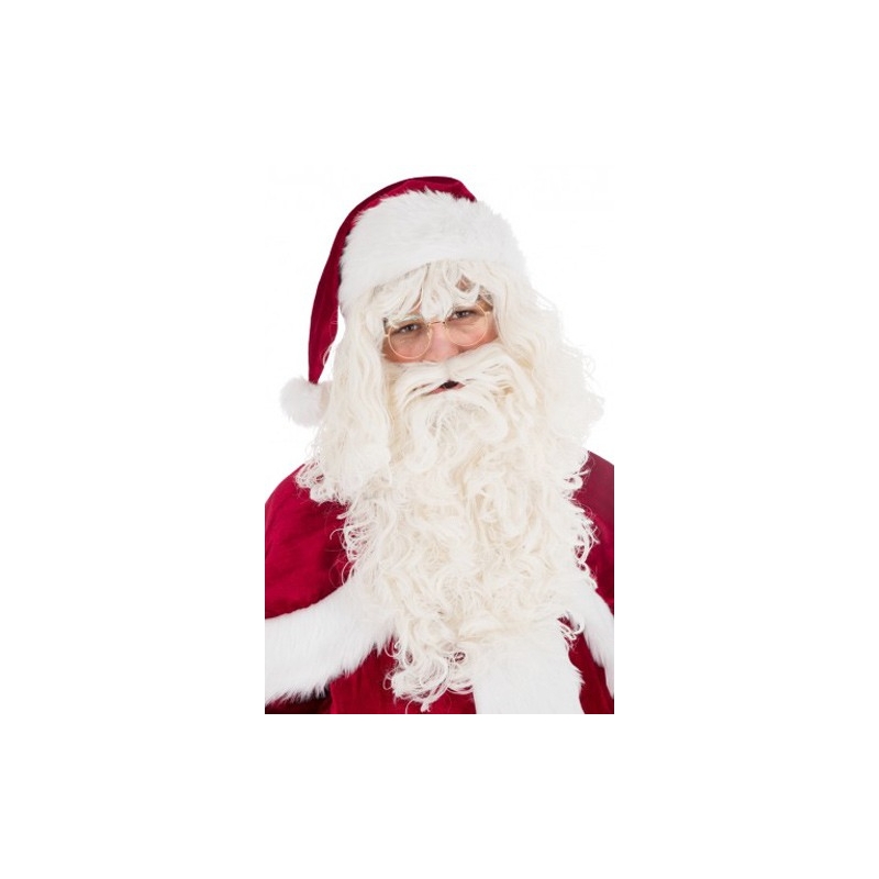 Perruque de Père Noël avec barbe luxe, un set idéal pour compléter votre costume de Père Noël